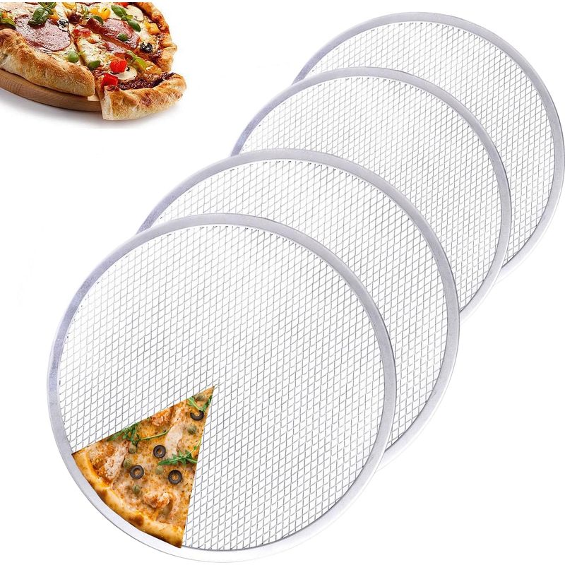 4er-set Pizzaroste, Aluminium, Antihaftbeschichtet, Feines Maschengewebe, Nahtlose Kante, Für Den Backofen