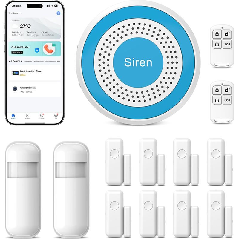 1 - Alarmanlage - Bewegungsmelder - Sofortbenachrichtigungen Über Die Tuya-app - Kompatibel Mit Alexa Und Google Assistant - Für Wohnungen Und Garagen - Weiß