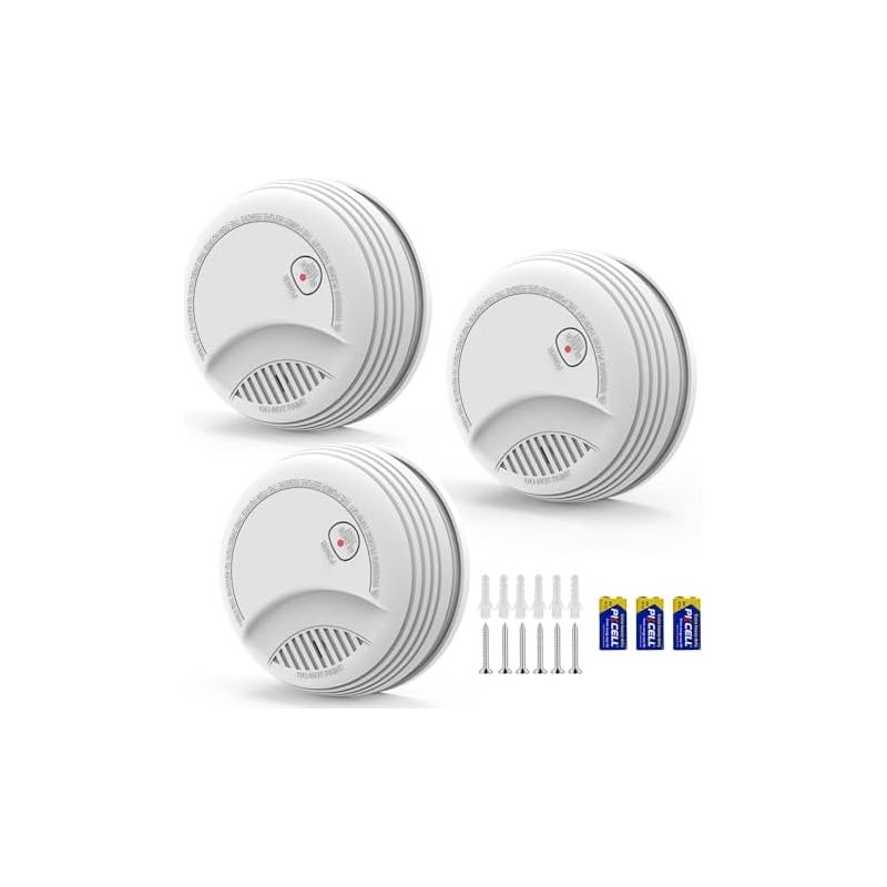 3 Rauchmelder Nach En14604-standard – Feueralarm 85 Db, 9-v-wechselbatterie Enthalten, Warnung Bei Niedrigem Batteriestand, Keine Fehlalarme, Test- Und Stummschaltfunktion (3 Stück) -