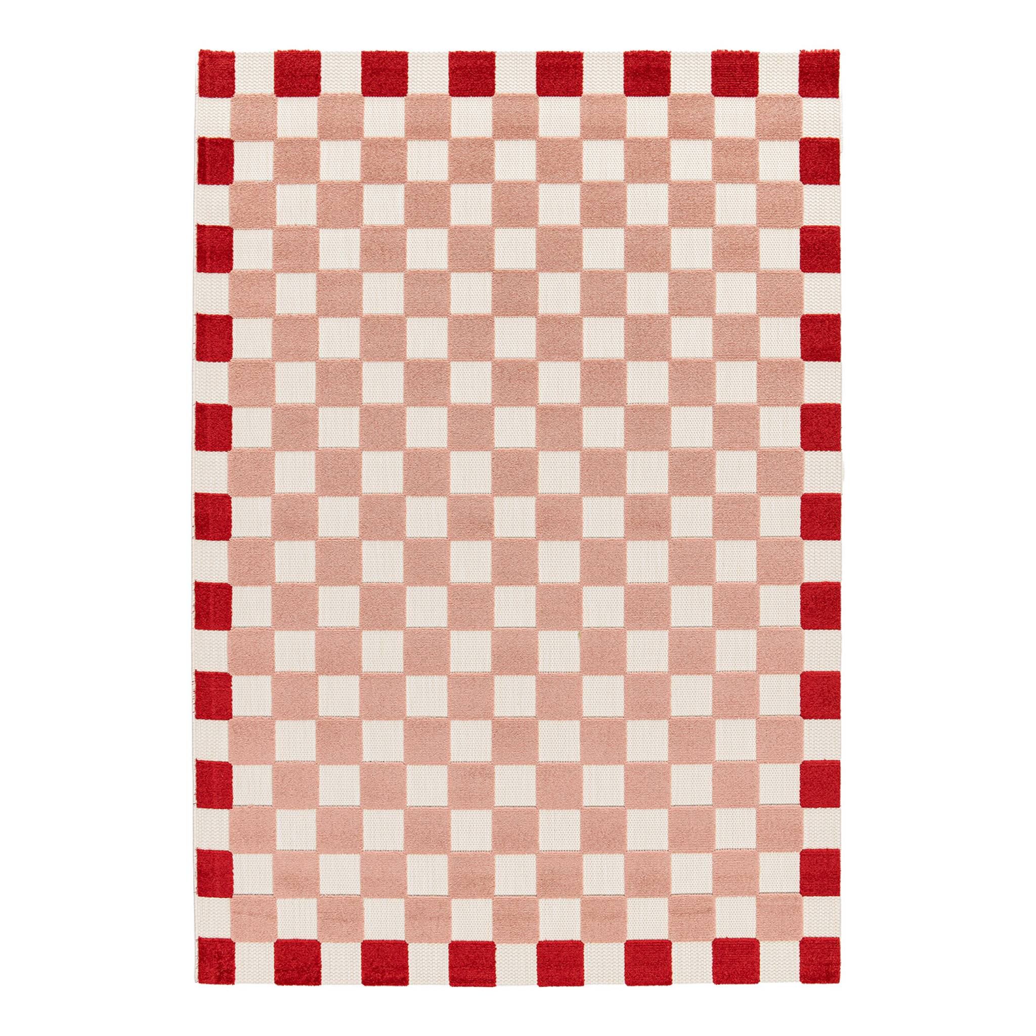 Sweeek - In- Und Outdoor-teppich, Rosa Und Rot Kariert - 80 X 150 Cm