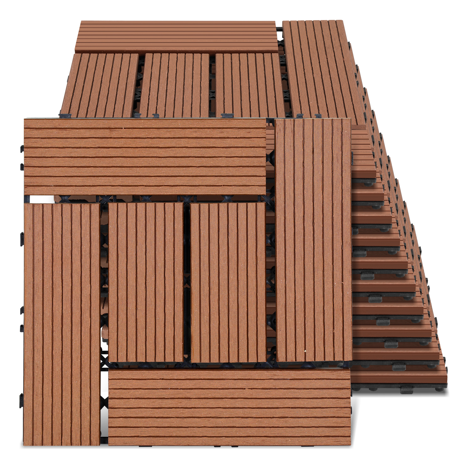 Tolletour Wpc Terrassenfliesen 33er Spar Set Für 3m², 30x30 Cm, Braun In Holzoptik, Für Garten Balkon Bodenbelag Mit Drainage Und Klicksystem