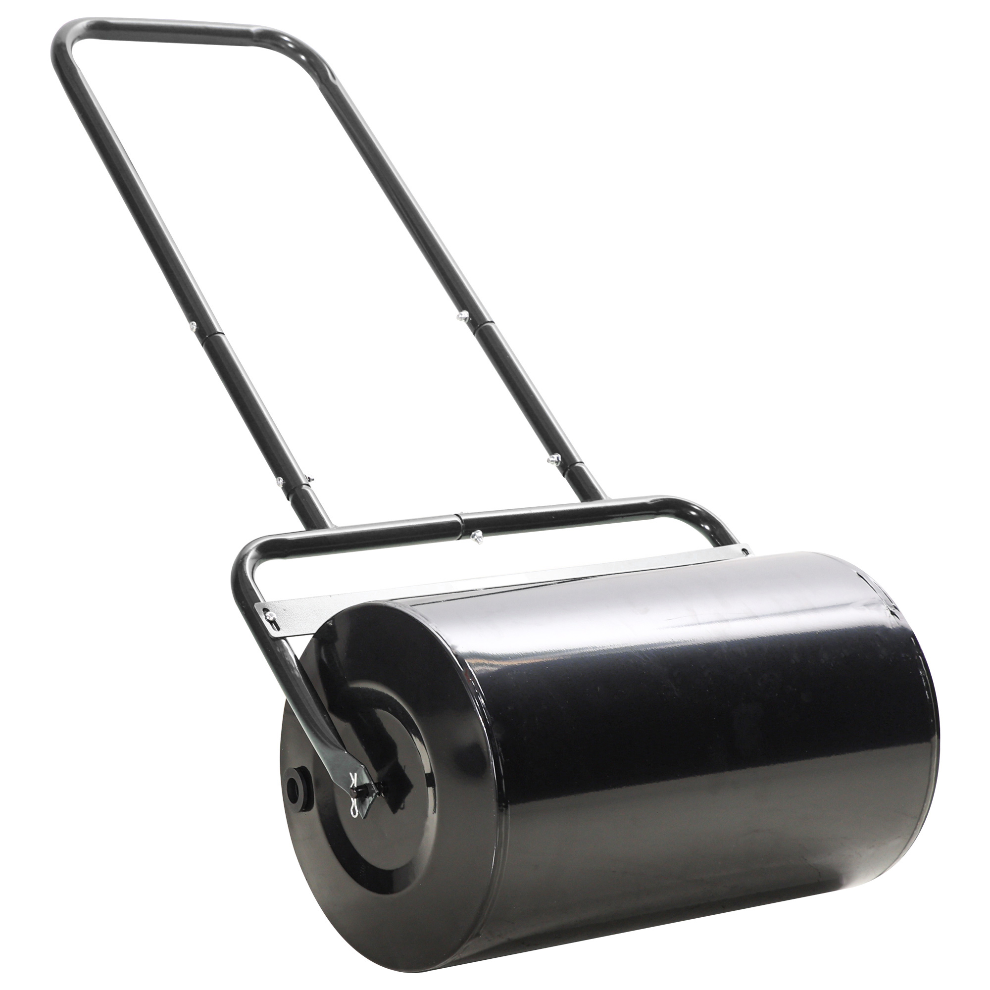 Rasenwalze Mit U-griff, Gartenwalze, Gartenrolle, 32 Cm Durchmesser, 38 L Wasser-/62 Kg Sand, Metall, Schwarz, 58 X 32,5 X 113 Cm