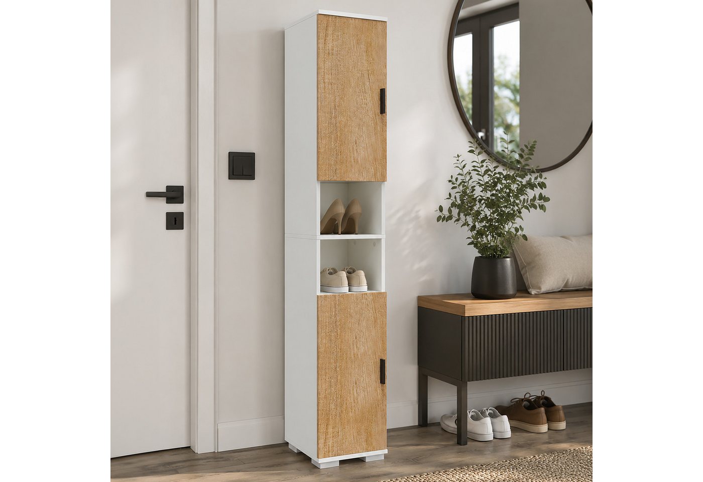 Holz Schmaler Schuhschrank Gados M