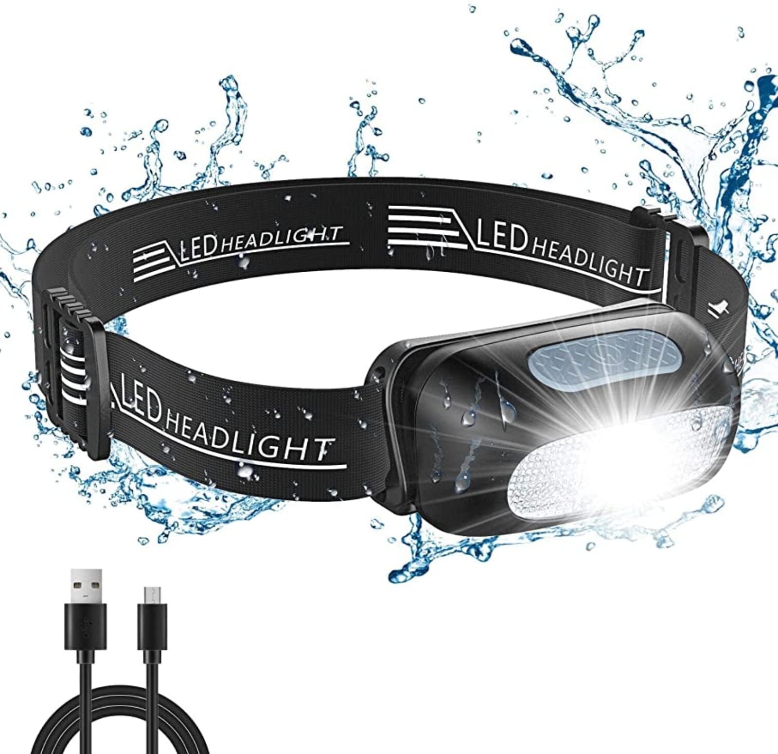 Led-stirnlampe, Wasserdicht Nach Ipx4, 1200 Mah Akku (bis Zu 8 Stunden Akkulaufzeit), Extrem Helle Beleuchtung, Bewegungssensor, 4 Modi, Wiederaufladbar, Leicht (kompaktmodell)
