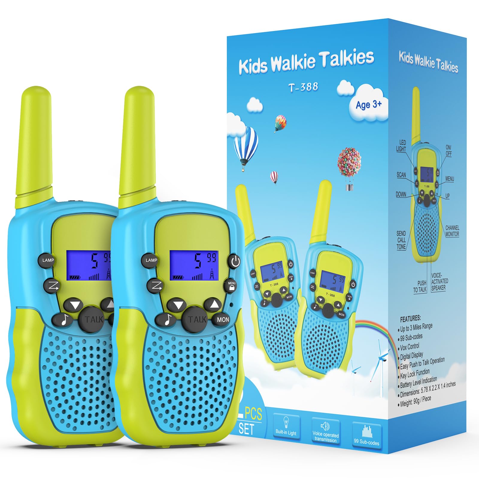 Spielzeug Für Kinder Von 3 Bis 8 Jahren, Kinder-walkie-talkie, 8 Kanäle, Lcd-bildschirm, Vox-funktion, 3 Km Reichweite