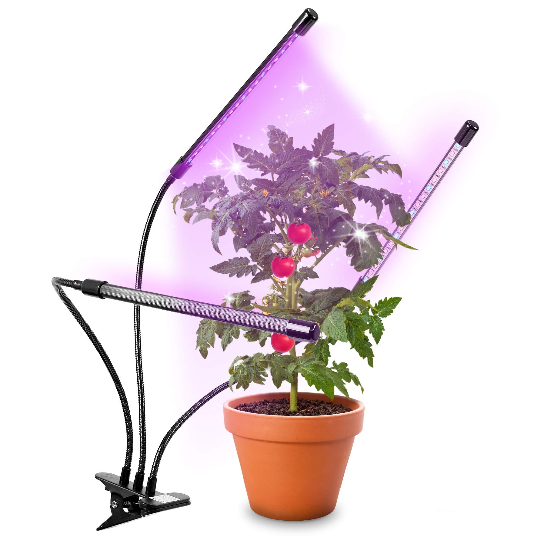 60-w-dreifach-led-pflanzenlampe Mit Clip-on-funktion, 3 Modi (blau, Rot, Gemischt), Einstellbarer Helligkeit Und Usb-anschluss. Geeignet Für Obst-, Gemüse-, Blumen- Und Kräuterpflanzen.