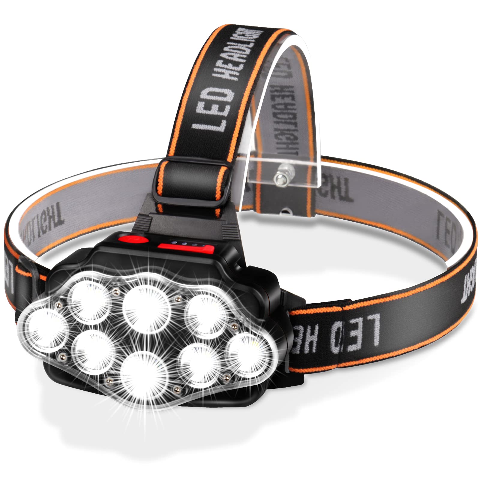 Ultrahelle 8-led-stirnlampe – Usb-aufladbar, Wasserdicht Und Verstellbar – Ideal Für Camping, Angeln, Höhlenforschung, Joggen Und Wandern.
