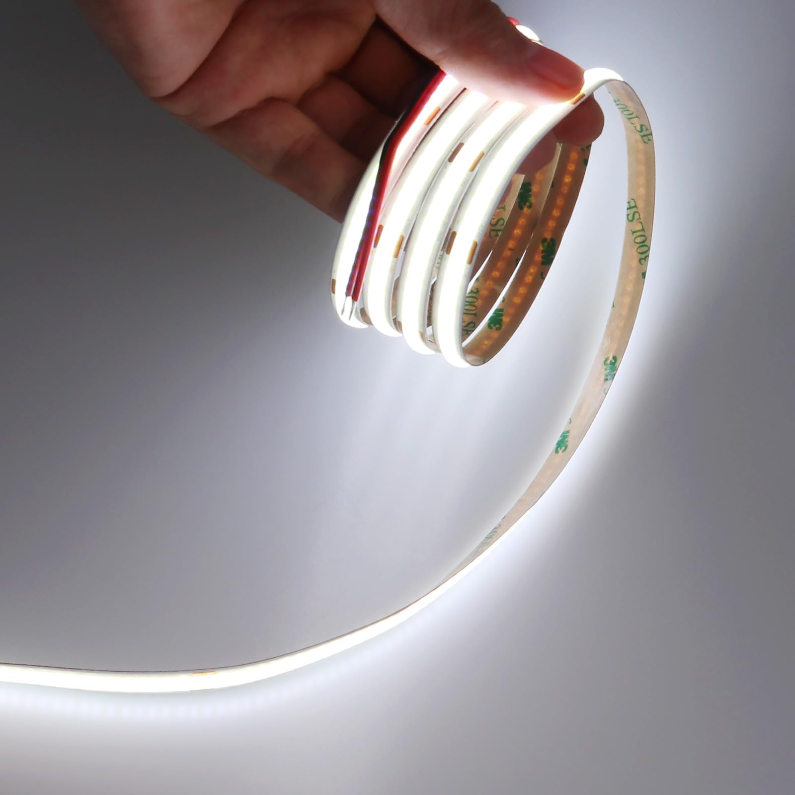 24v Cob Led-streifen – Kaltweiß 6500k – 5m (16,4ft) – 320 Leds/m – Gleichmäßige Ausleuchtung – Cri 90 – Nicht Wasserdicht (nur Led-streifen)