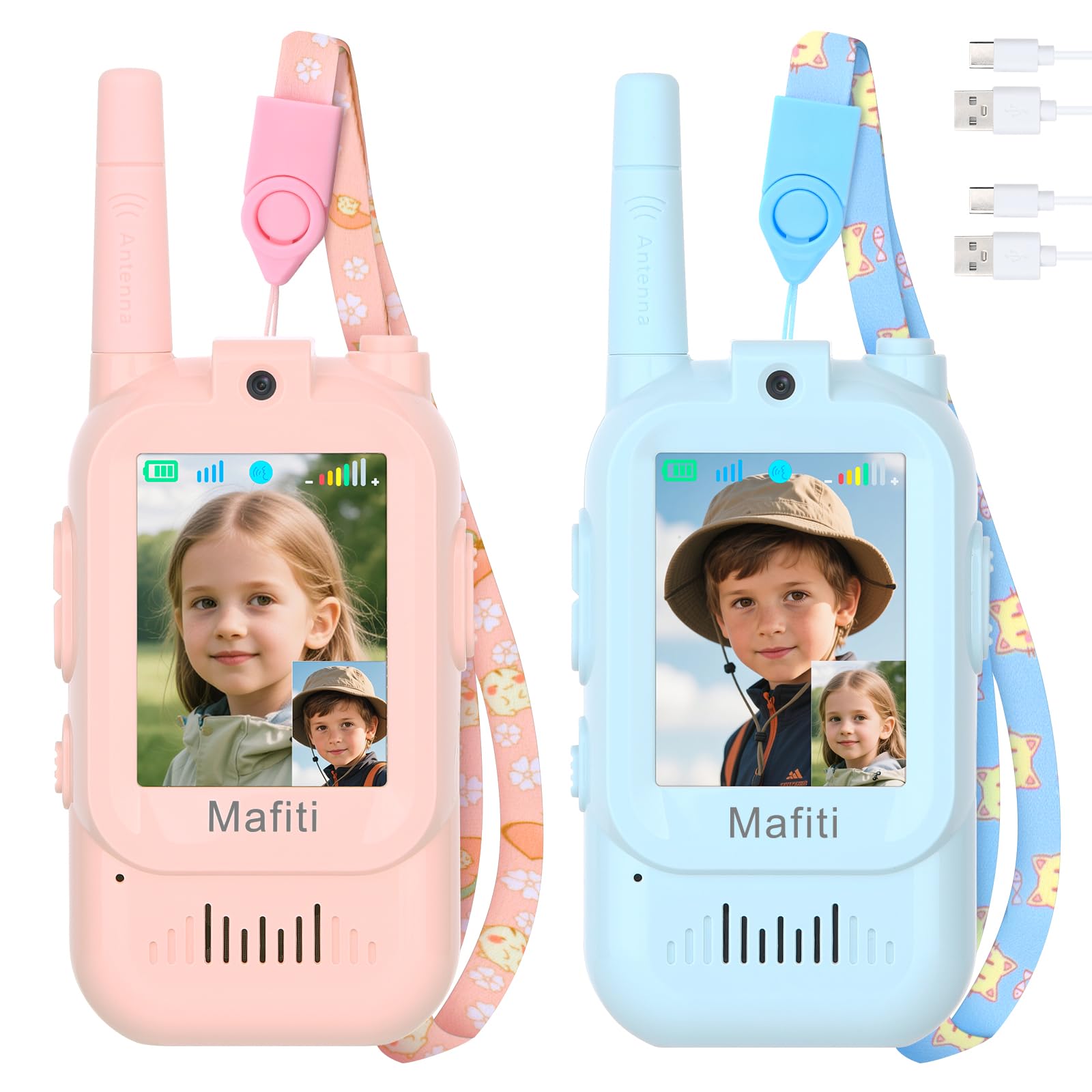 Walkie-talkies Mit Videofunktion Für Kinder (2er-pack), Wiederaufladbares Spielzeug Für Kinder Von 3 Bis 8 Jahren, Große Reichweite 300 M, Ideales Geburtstagsgeschenk, Spiele Im Freien