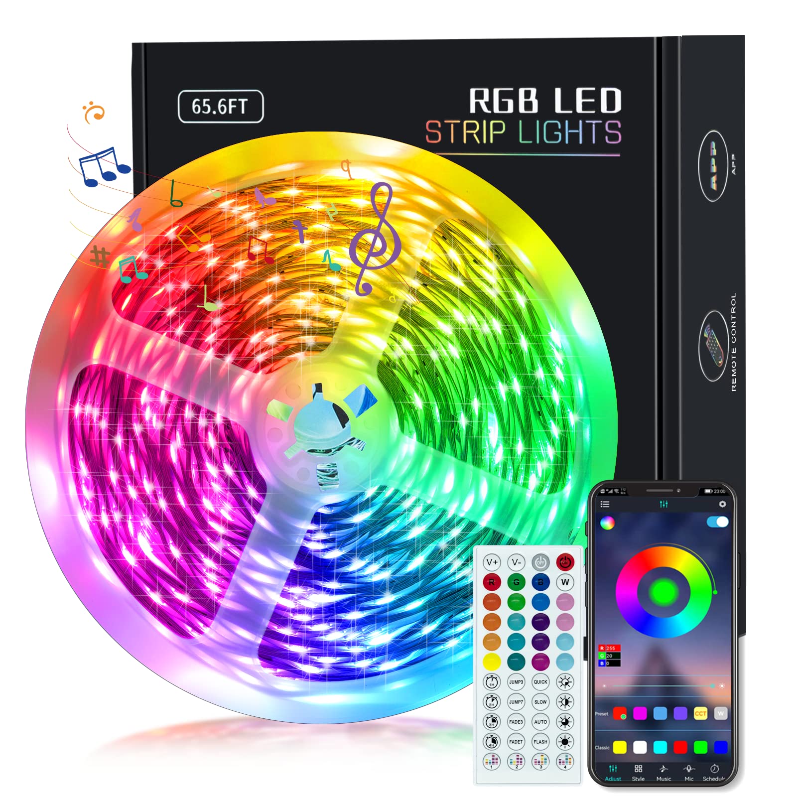20 M Led-streifen Fürs Schlafzimmer – Rgb-bluetooth-beleuchtung – Intelligenter Lichtstreifen Mit App [energieklasse F]