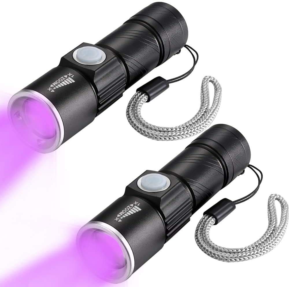 Wiederaufladbare Uv-taschenlampe Per Usb, Mini-zoom-schwarzlicht-ultraviolett-taschenlampe (395 Nm), Urinfleckendetektor Für Hunde Und Katzen