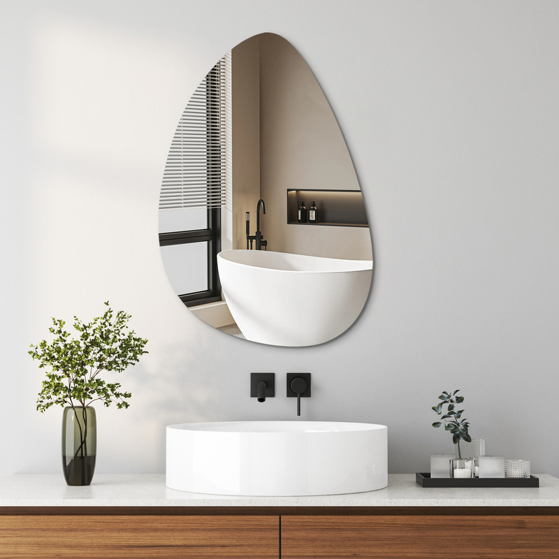 Asymmetrischer Spiegel 65 X 90 Cm Badspiegel Organischer Wandspiegel Dekorative Spiegel Für Badezimmer Wohnzimmer Schlafzimmer Gäste Wc