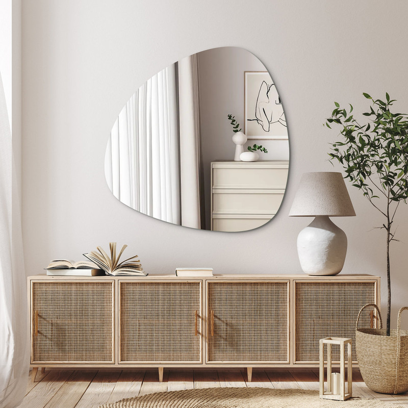 Asymmetrischer Spiegel 60x60cm Badspiegel Asymmetrischer Organischer Wandspiegel Dekorative Spiegel Für Badezimmer Wohnzimmer Schlafzimmer Gäste Wc