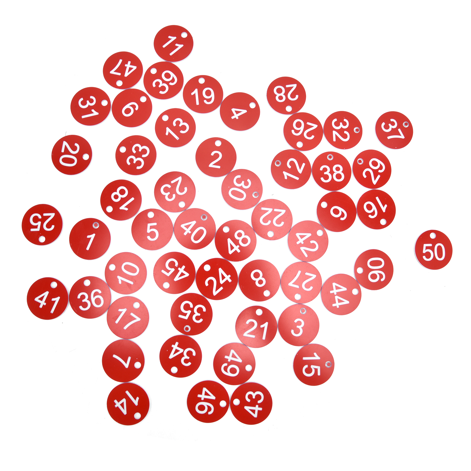 Konvolut Von 50 Abs-bienenstocketiketten – Rot – 1-50 – Rund – Loch – Imkerei