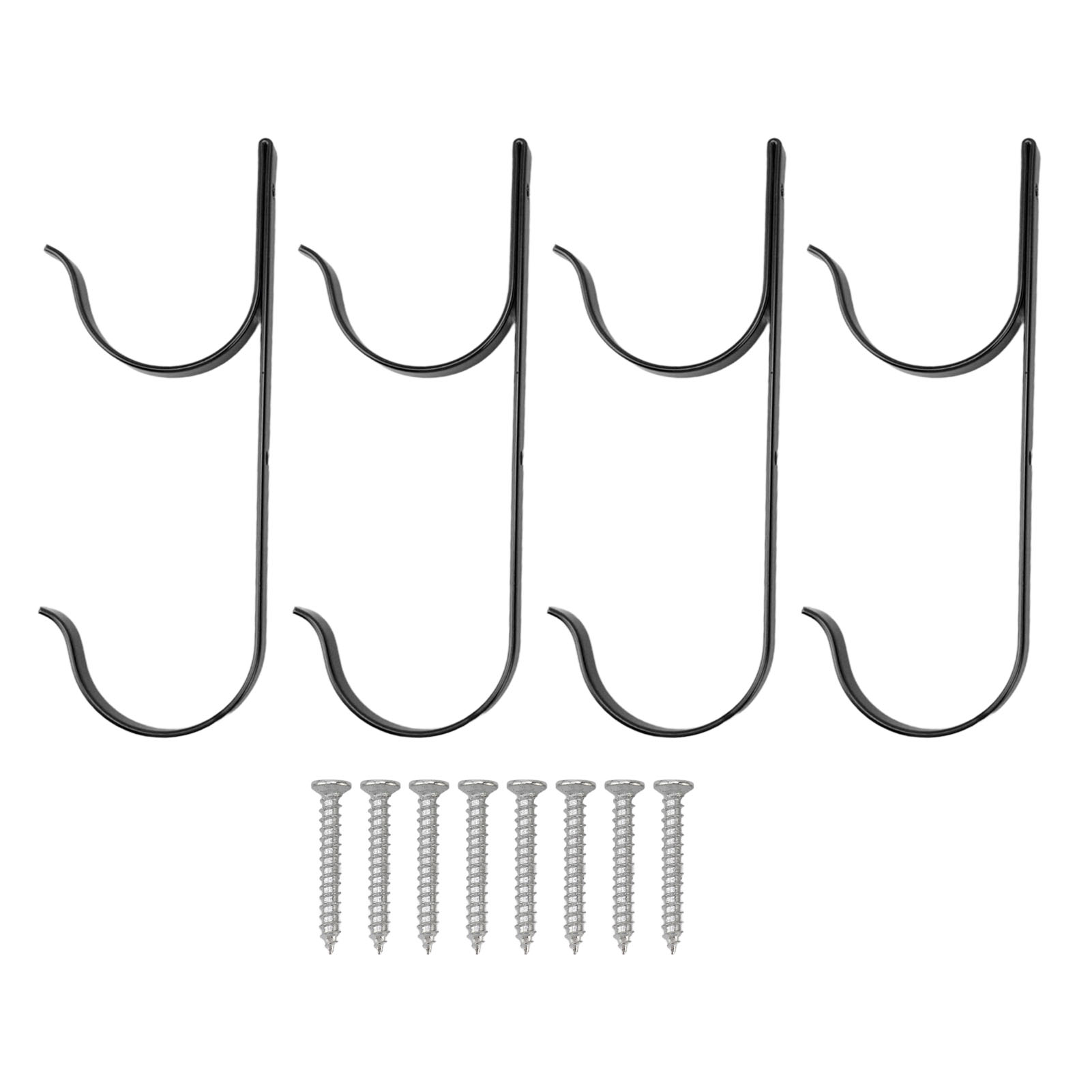 4 Aluminium-haltehaken – Für Poolpfosten, Bürsten, Schläuche, Staubsauger, Gartengeräte, Schwarz