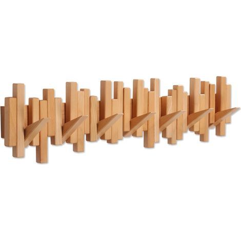 Wandgarderobe Aus Holz. Mit Mehreren Haken. Stabil. Naturbelassenes Eichenholz-design Mit 8 Haken.
