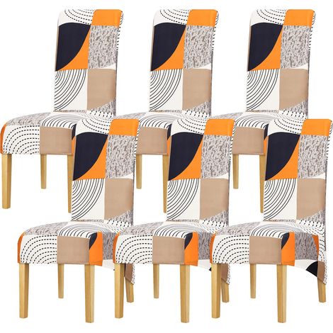 Xl-stuhlhusse Mit Hoher Rückenlehne. Stretch-druck. Karomuster. Stuhlhusse Für Esszimmer, Bankettsaal, Hotel Und Wohnbereich. Farbe 348. 6er-pack. Aafgvc