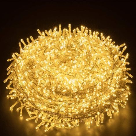 Weihnachtslichterkette. 100 M Lange Lichterkette Mit 1000 Leds Für Drinnen Und Draußen, Mit Stecker, 8 Modi, Wasserdicht, Warmweiß. Ideal Für Fenster, Zuhause, Partys Und Hochzeiten. Transparentes Kab