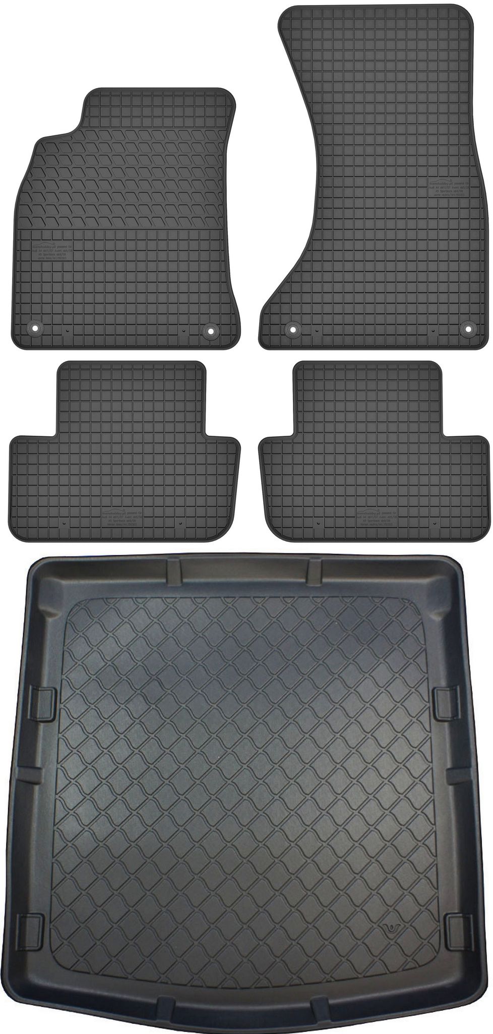 Audi A5 I 8ta Sportback (2009–09.2016) – Set: Gummifußmatten + Kofferraummatte