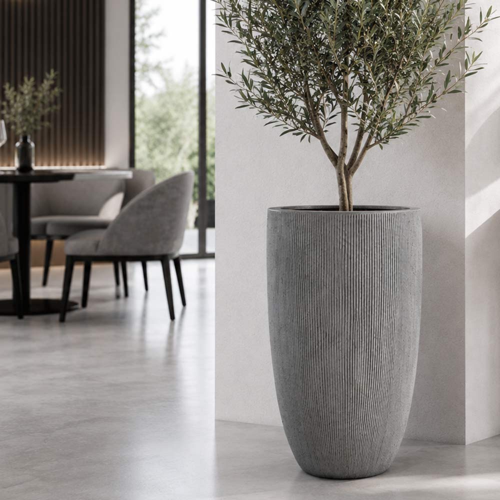 Hochdichte Hdpe-polyresin-kunststoffvase Für Pflanzen, Konisch, Grau, Höhe 57,5