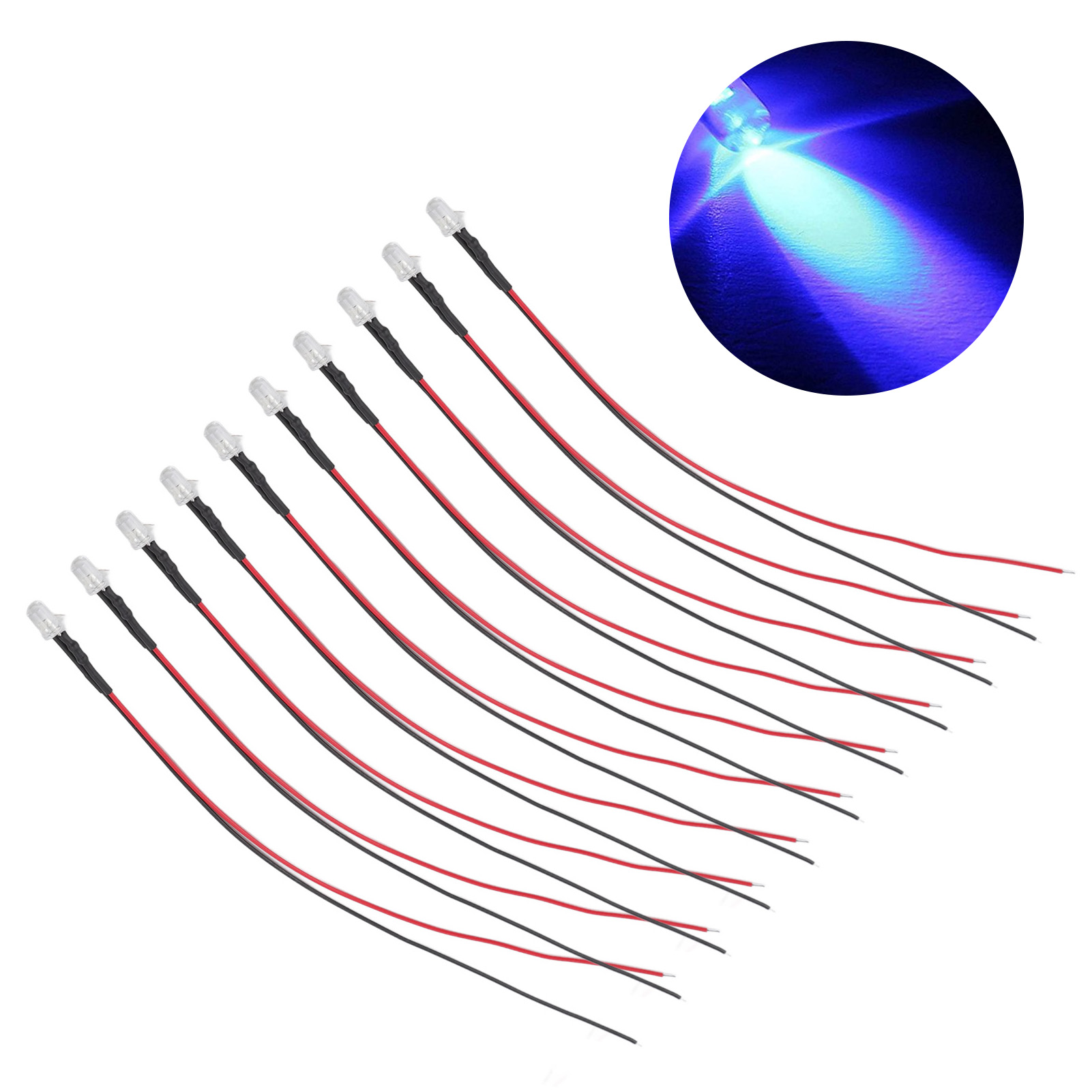 10 Stück Leuchtdioden, 5 Mm, Vorverdrahtet, Elektronisches Led-licht Für Dekoration, 5–12 V, Blau
