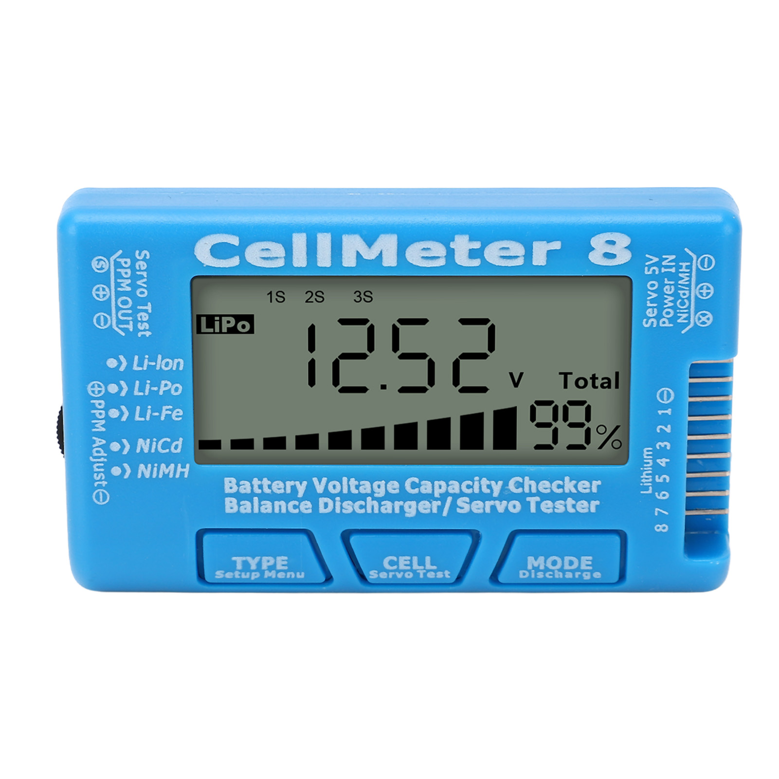 Digitaler Batteriekapazitätsprüfer, Tester, Balancer, Entlader, Servo Für Lipo, Blau