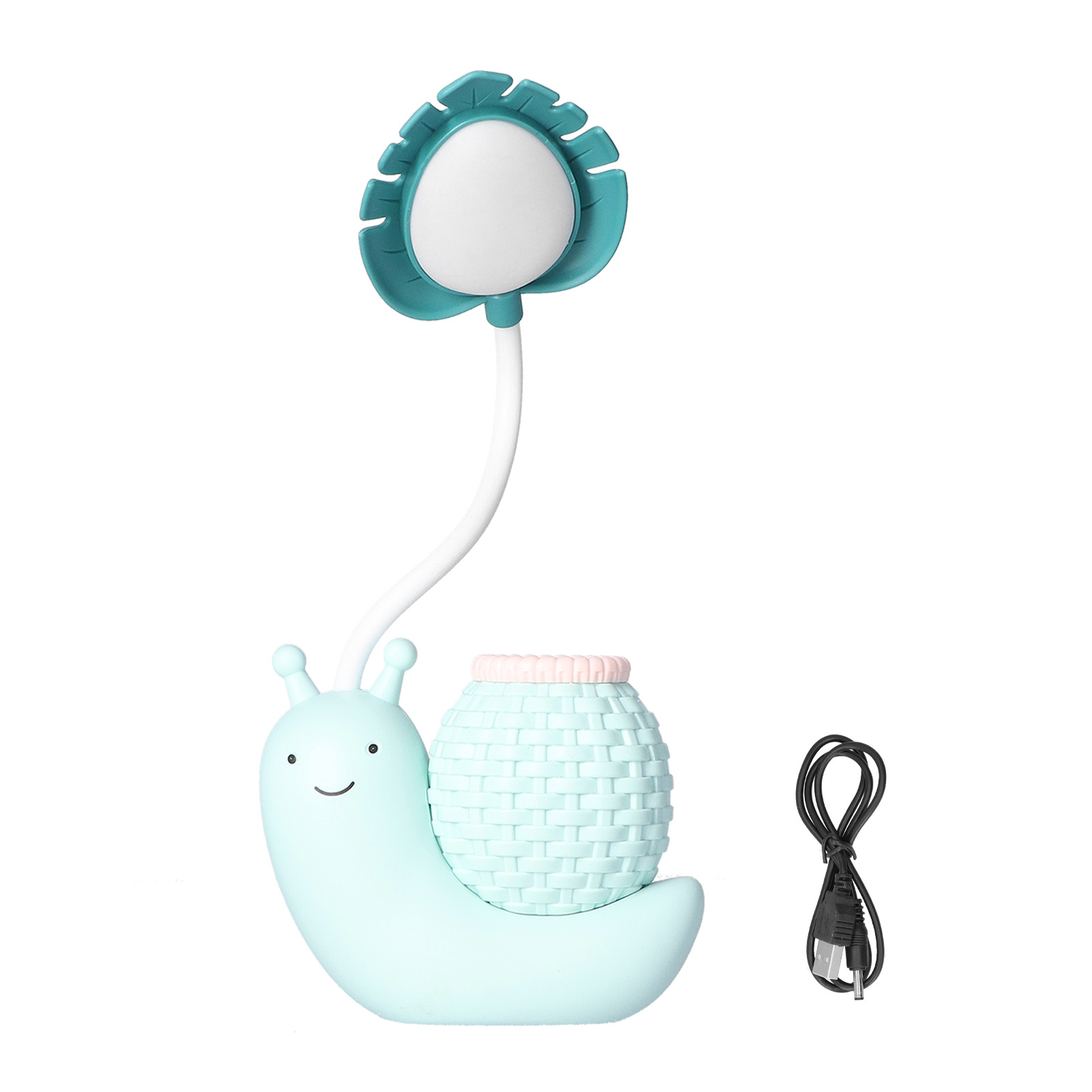 Led-schreibtischlampe Mit Stifthalter, Mehrere Funktionen, Usb-aufladung, Niedliches Licht Für Studenten, Kinder, Blau