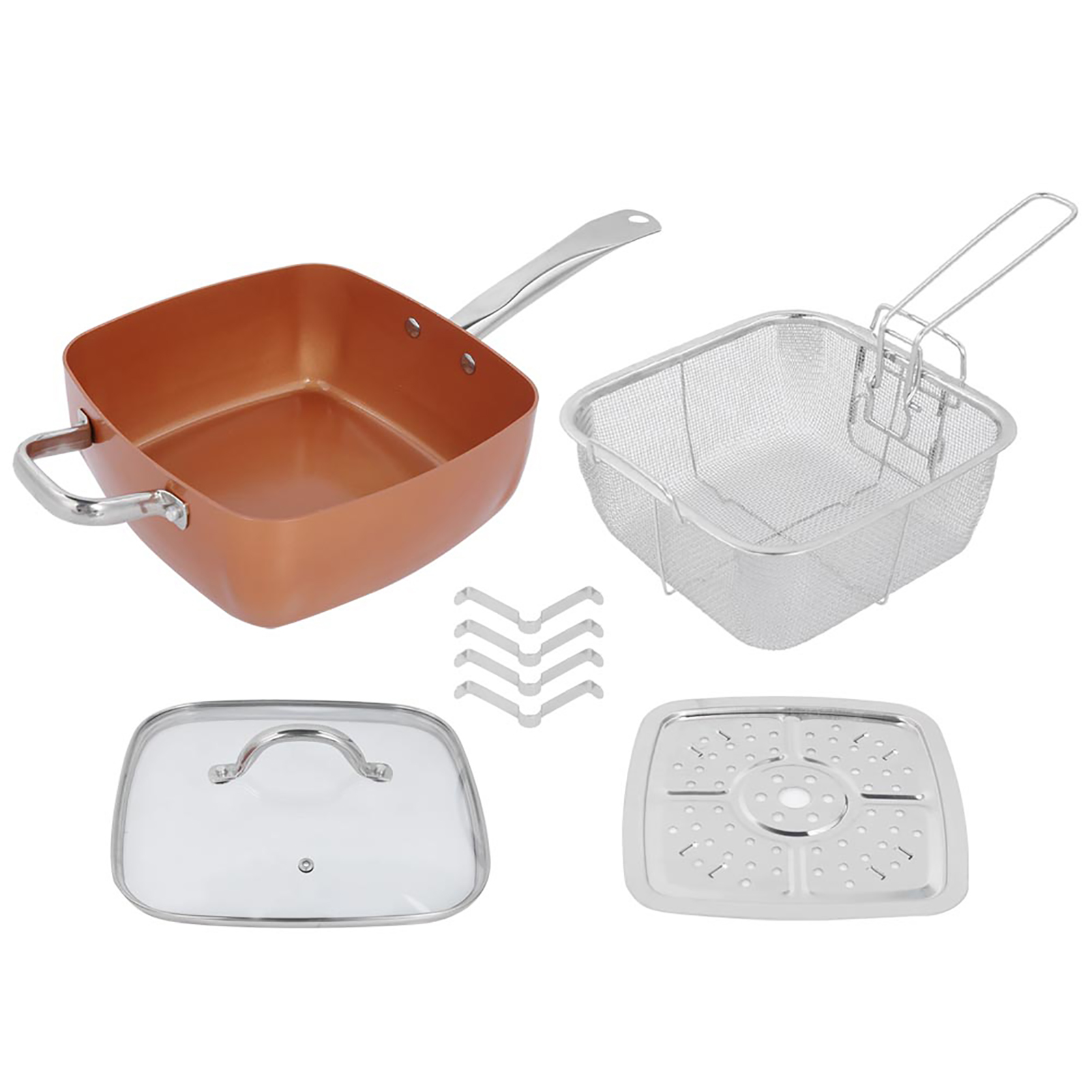 4-teiliges Set, Edelstahl, Antihaftbeschichtet, Bratpfanne, Multifunktionaler Kochtopf, Küchenzubehör
