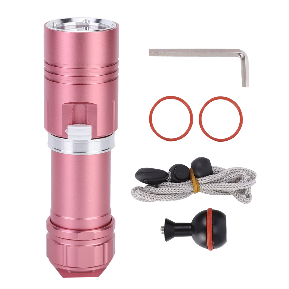 L2 Led-taschenlampe, 100 M, Wasserdicht, Für Camping stufenloses Dimmenrosa