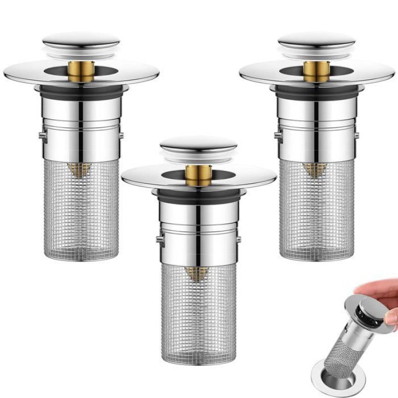 3-teiliger Universal-ablaufstopfen (34–40 Mm) Mit Haarsieb Für Bad, Küche Und Badewanne – Verstopfungsfrei – Cuneary
