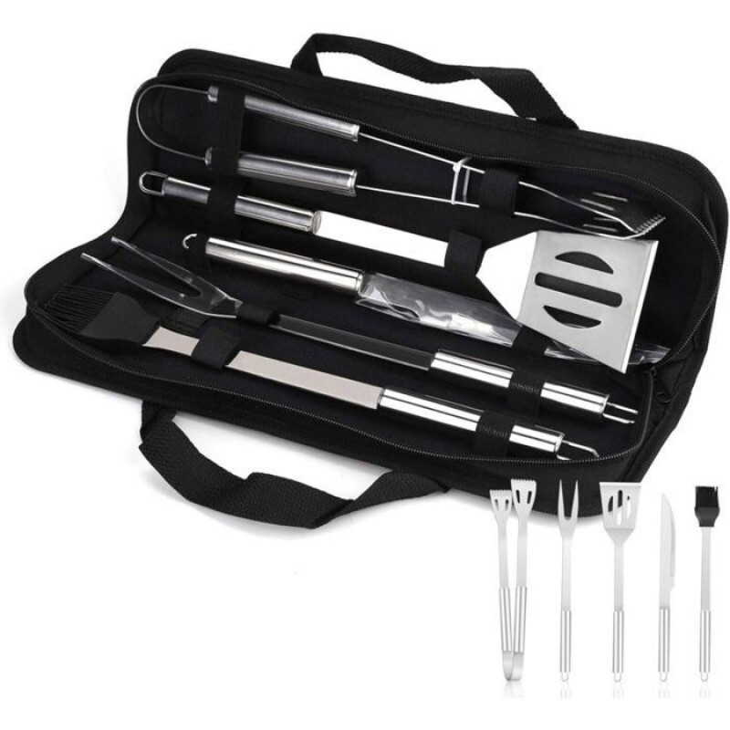 6-teiliges Grillbesteck-set, Grillwerkzeug-set Aus Edelstahl, Grillzubehör, Grillutensilien