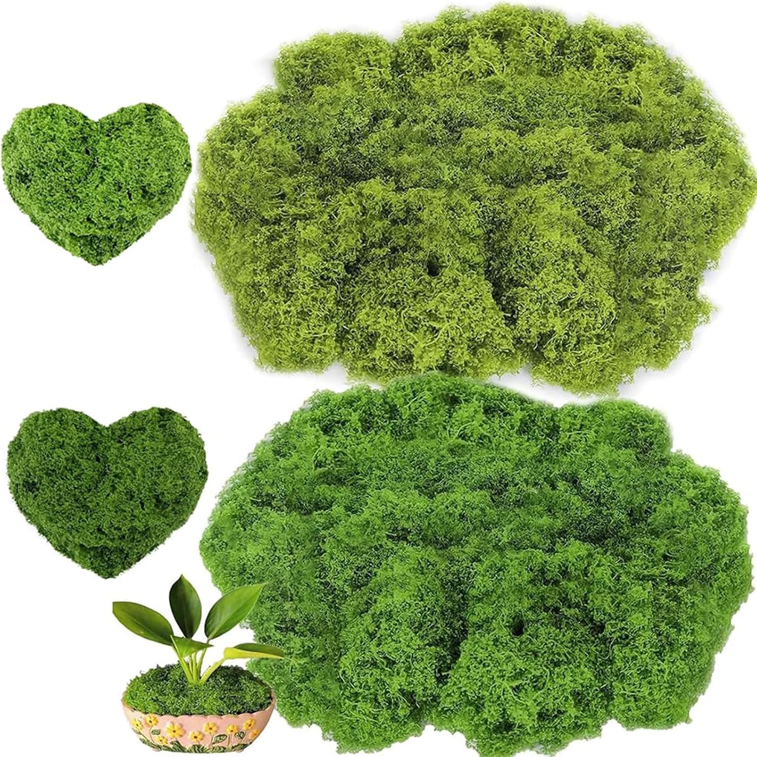 Künstliches Moos – 200 G – Realistisches Nylon – Langlebige Dekoration – Für Bonsai Und Begrünte Wände – Hell- Und Dunkelgrün