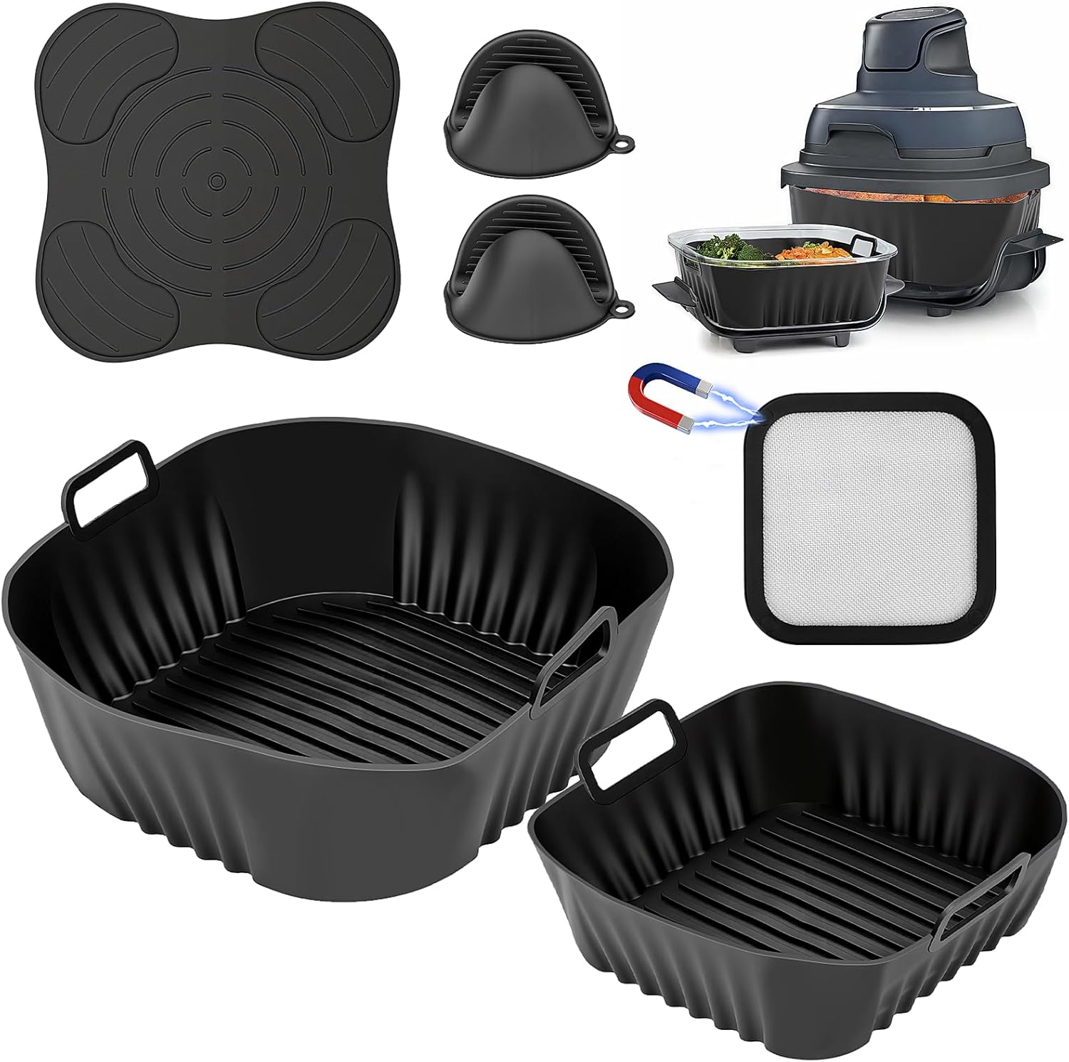 Friteusenzubehör – 6-teiliges Set – Silikon – Für Ninja Crispi Fn101 – Gesundes Kochen – 3,8 L