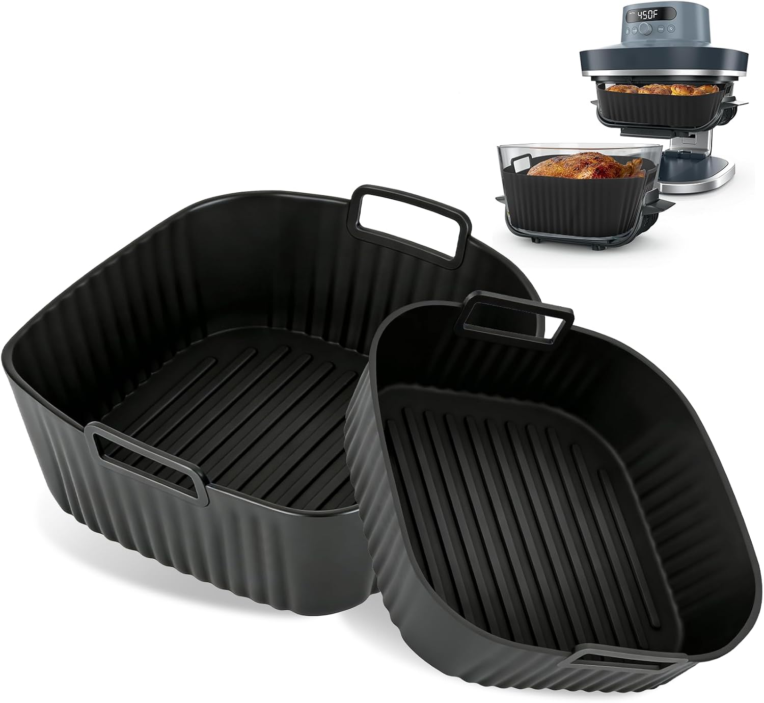 Crispi Pro Air Ninja Silikonformen – 2er-set – Antihaftbeschichtung – Passend Für 5,7-l- Und 2,4-l-glasformen – Gesundes Kochen
