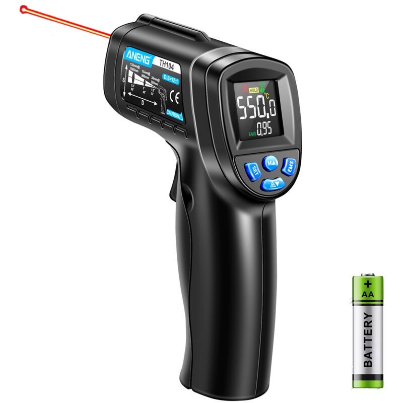 Infrarot-thermometer, -50 °c Bis 550 °c (-58 °f Bis 1022 °f), Berührungsloses Laser-thermometer Mit Einstellbarem Emissionsgrad, Thermometer Für Küche/pizza/grill/industrie (nicht Für Den Menschlichen