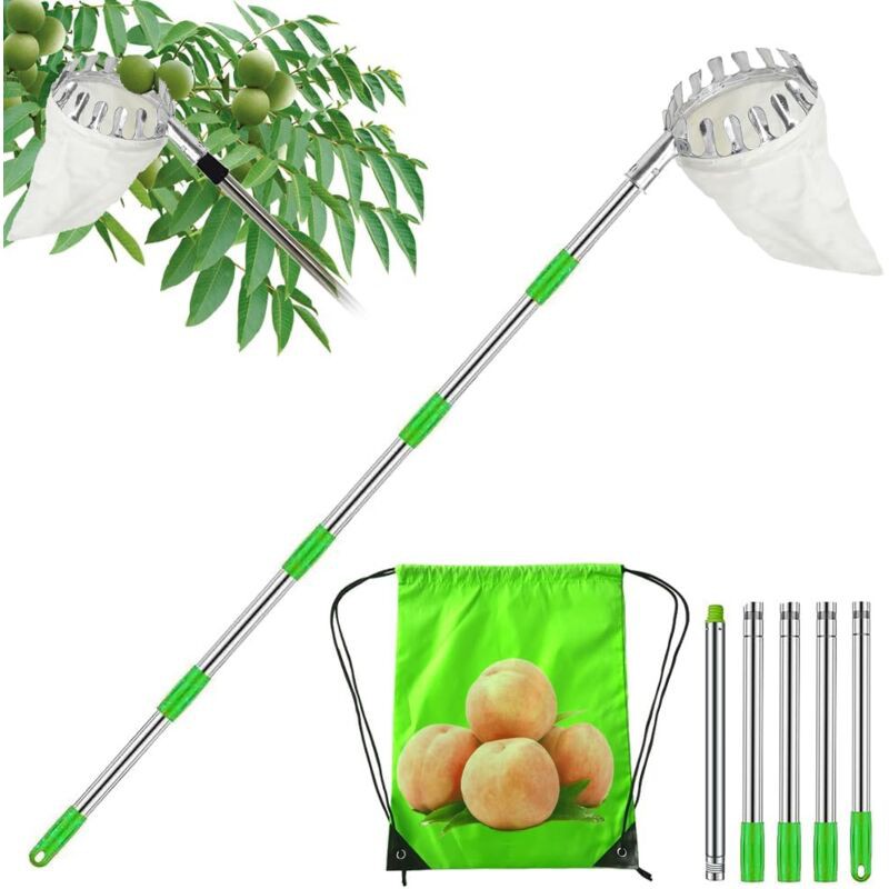 Teleskop-obstpflücker, Abnehmbarer Obstpflückerstiel, Kirschpflücker, Apfelpflücker, Gartenerntegerät Für Bäume, Birnen Und Pfirsiche, Ø 140 Mm