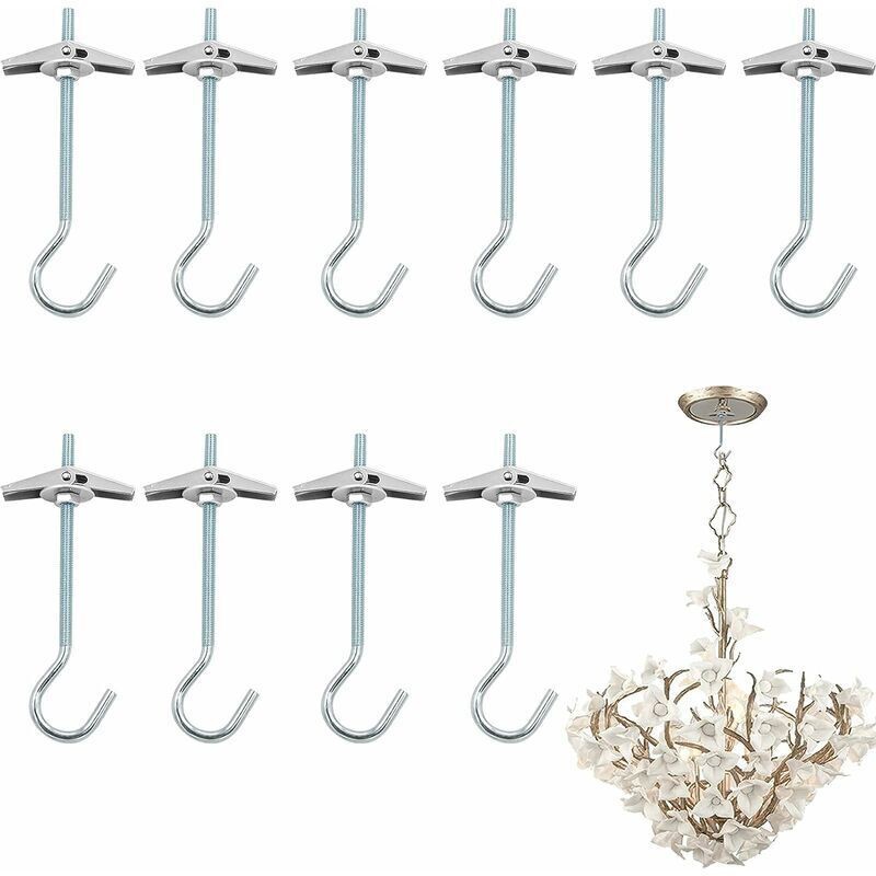 Ulisem Deckenhaken-set, 10 Stück M4 / 90 Mm Deckenhaken Aus Kohlenstoffstahl Mit Kippflügelschrauben, Rostfreie Deckenhaken Für Decke, Pflanzen, Wand, Zuhause, Su