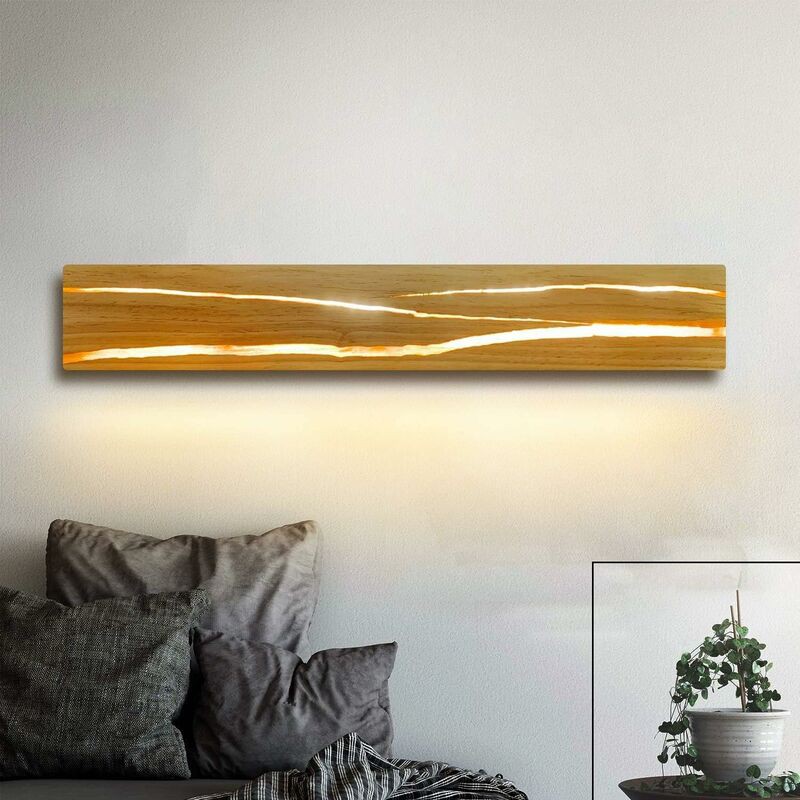 【zeitlich Begrenztes Angebot】 50 Cm Led-wandleuchte – Wandleuchte Aus Holz Für Den Innenbereich, 3000 K Warmweißes Led-licht, 8 W Nachtlicht Für Schlafzimmer, Flur, Wohnzimmer Und Treppenhaus