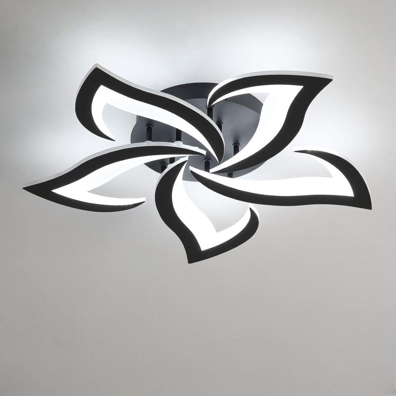 Moderne 48-w-led-deckenleuchte Aus Schwarzem Acryl, In Form Einer Schwalbenblüte, Mit 5 Leuchtenköpfen (weißes Licht)