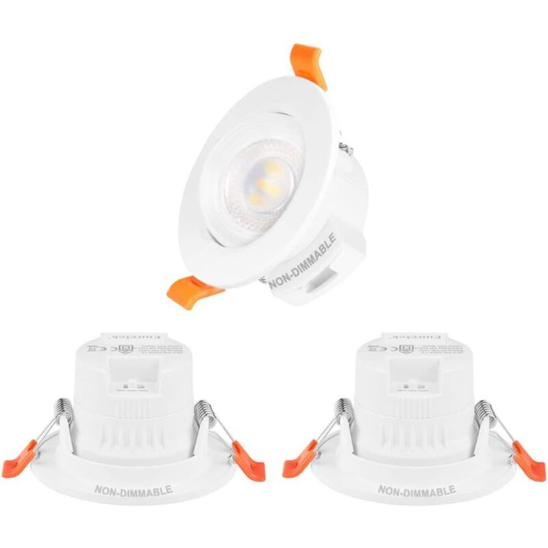 Kleine Led-einbaustrahler Für Die Decke, Verstellbar, 5 W, 38° Abstrahlwinkel, Farbtemperatur Einstellbar (3000 K, 4000 K, 5000 K), Nicht Dimmbar, Ausschnittdurchmesser 65–80 Mm, 3er-pack