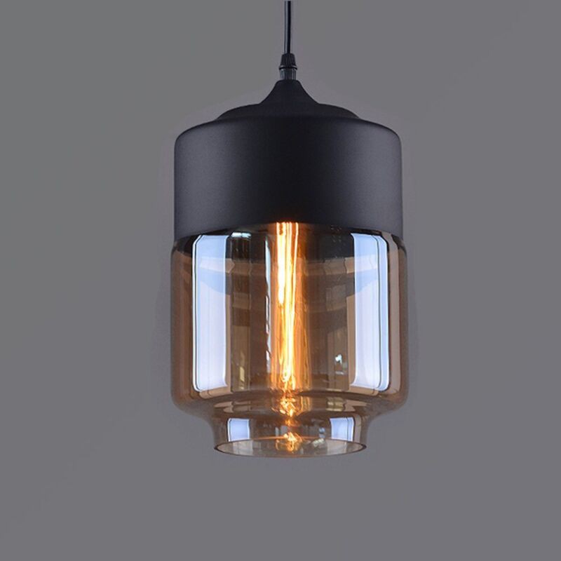 Retro-vintage-hängeleuchte Im Zylinderstil, Kronleuchter Mit Glasschirm Und Verstellbarem Kabel, Beleuchtung Für Esszimmer, Schlafzimmer, Wohnzimmer, Bar, Rauchglas