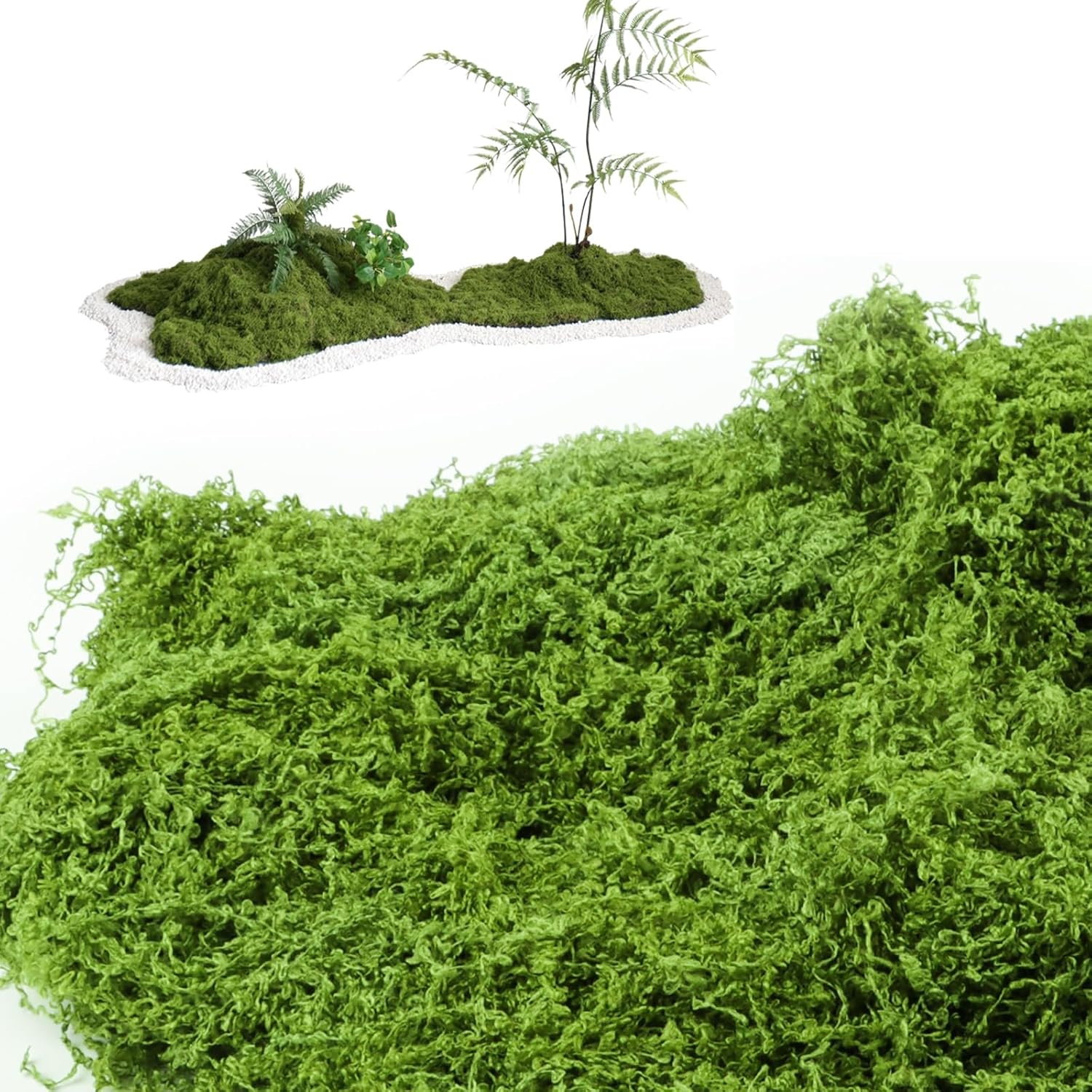 Künstliches Moos – 200 G – Grün – Natürliche Dekoration – Für Diy Und Garten – Dunkler Farbton