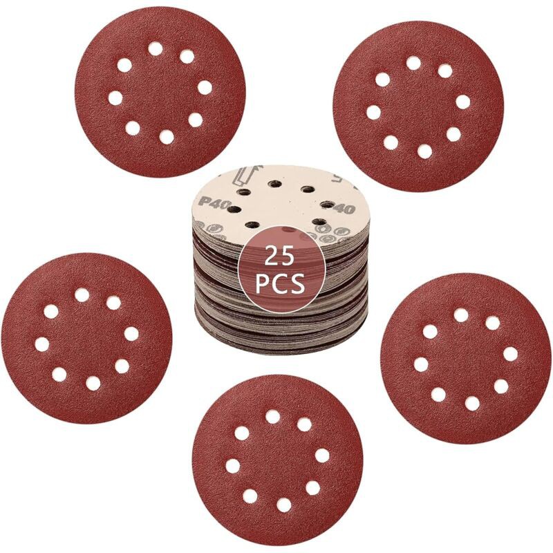 Packung Mit 25 Schleifscheiben À 125 Mm Zum Polieren Von Holz Und Metall (5 X Schleifkorn 600+800/10000/1500/2000).