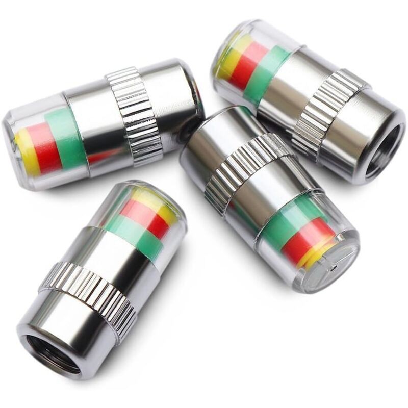 Set Mit 4 Autoreifenventilkappen Mit 3-farben-indikator
