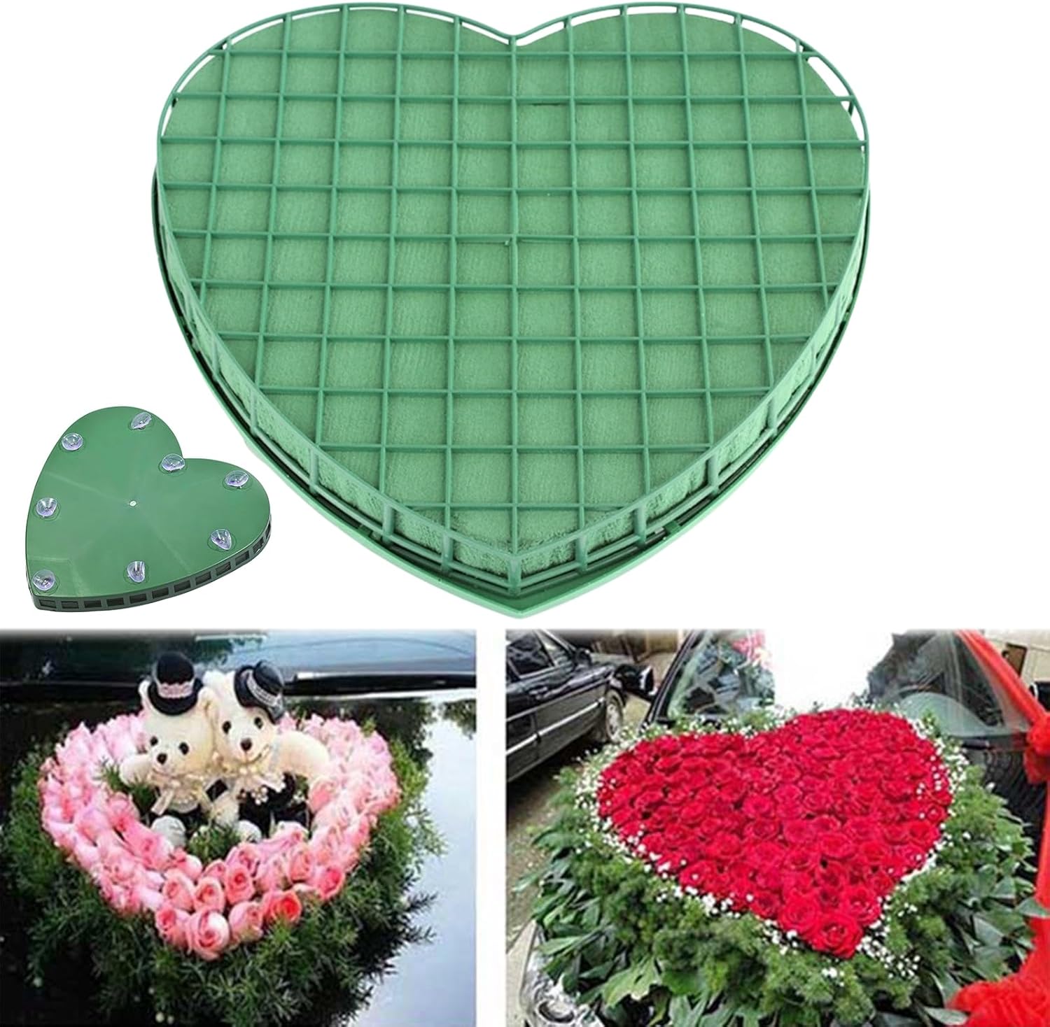 Herz Aus Steckschaum – 1 Stück – 30 X 32,5 Cm – Mit Gitter Und Saugnapf – Für Hochzeiten Und Dekorationen