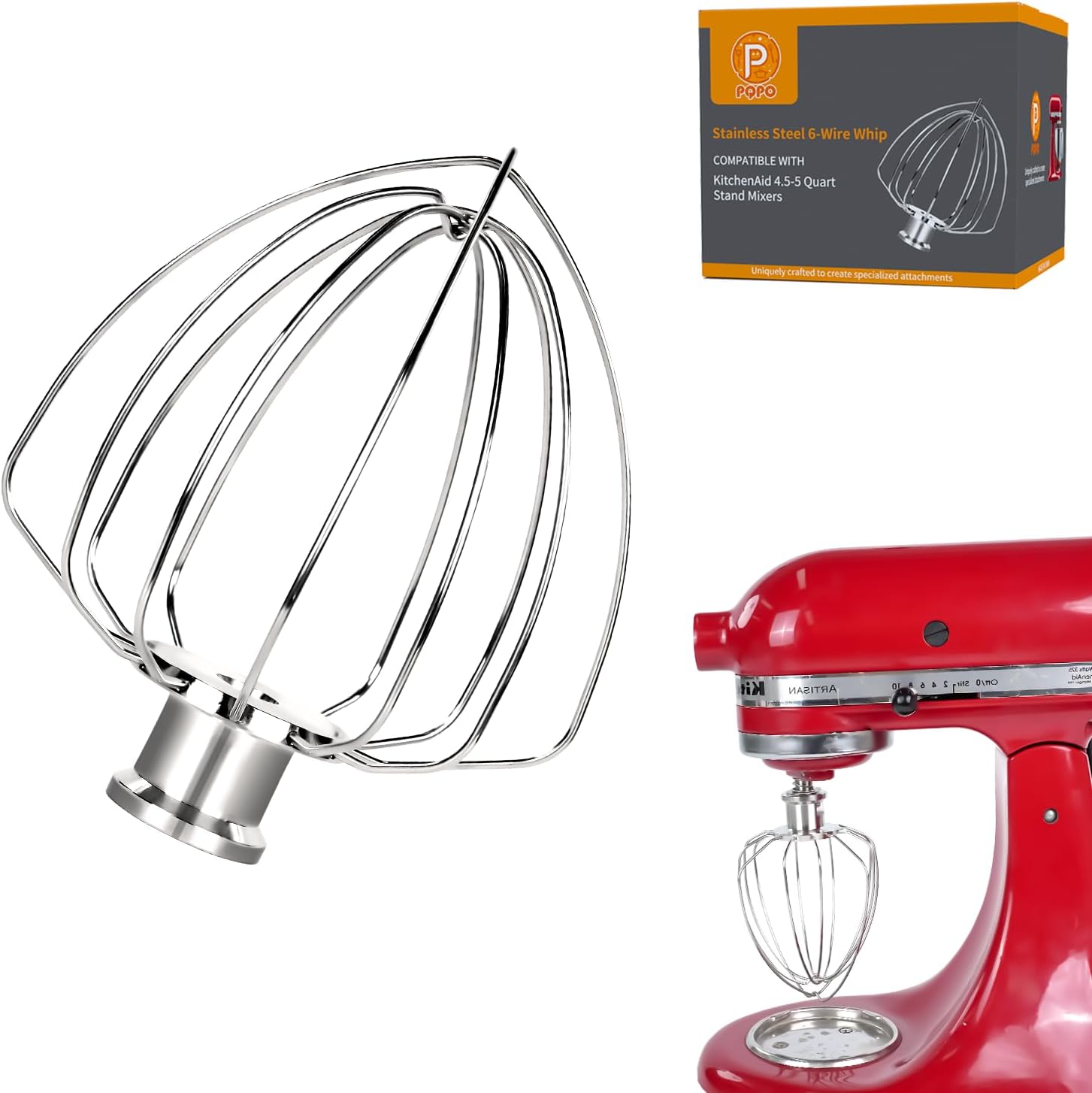 6-draht-schneebesen – 6er-set – Edelstahl – Für 4,5–5-liter-kippkopf-rührgeräte – Küchenbacken