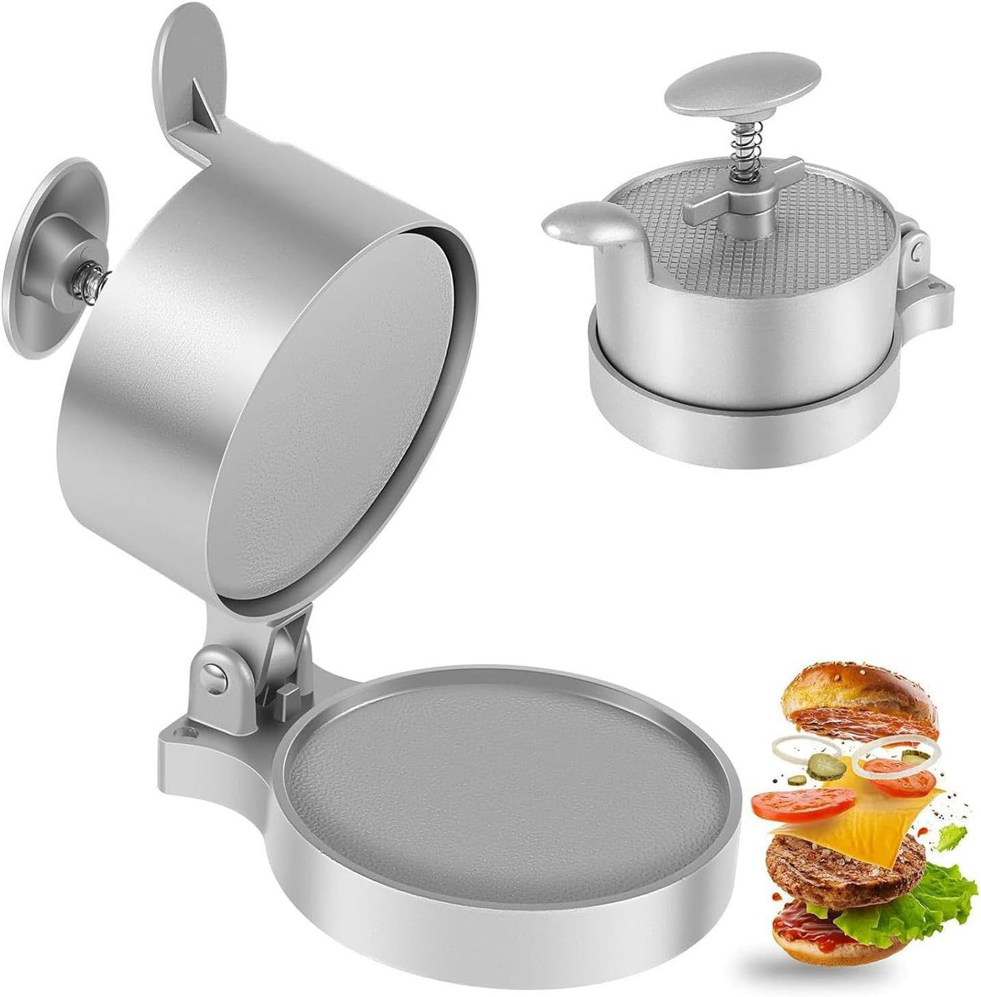 Burgerpresse Aus Aluminiumlegierung – 1 Stück – Antihaftbeschichtung – Verstellbare Dicke – Für Grill Und Barbecue – 18,7 X 13 Cm