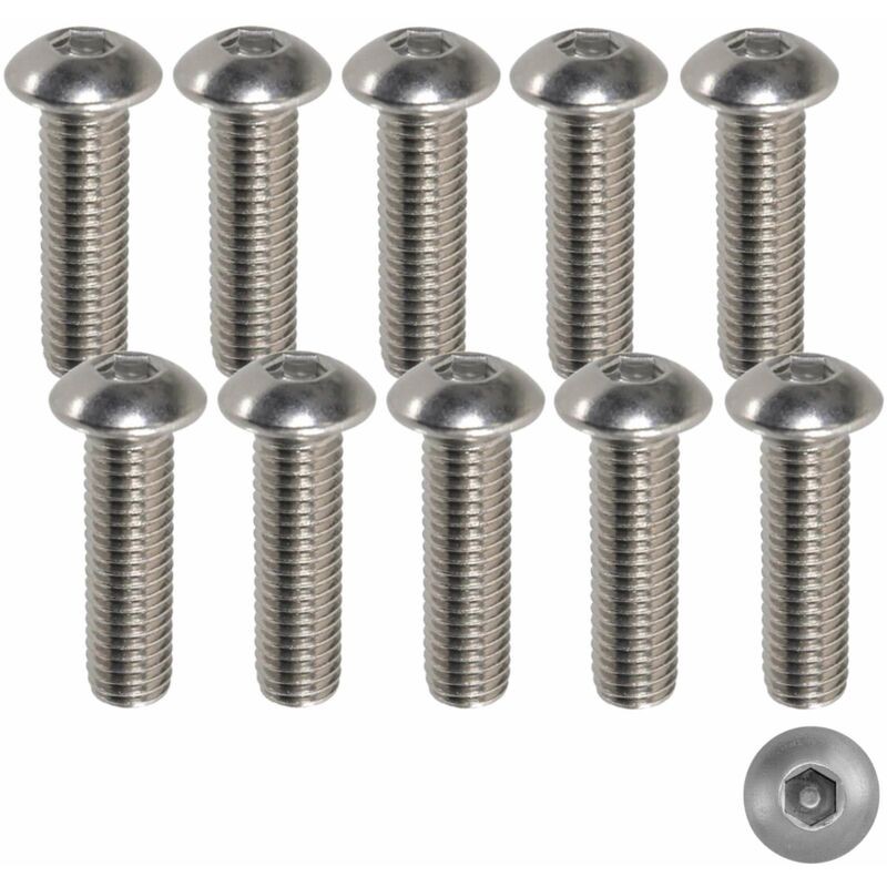 10x Innensechskant-maschinenschrauben Mit Linsenkopf M5x35mm, Edelstahl A2, Vollgewinde