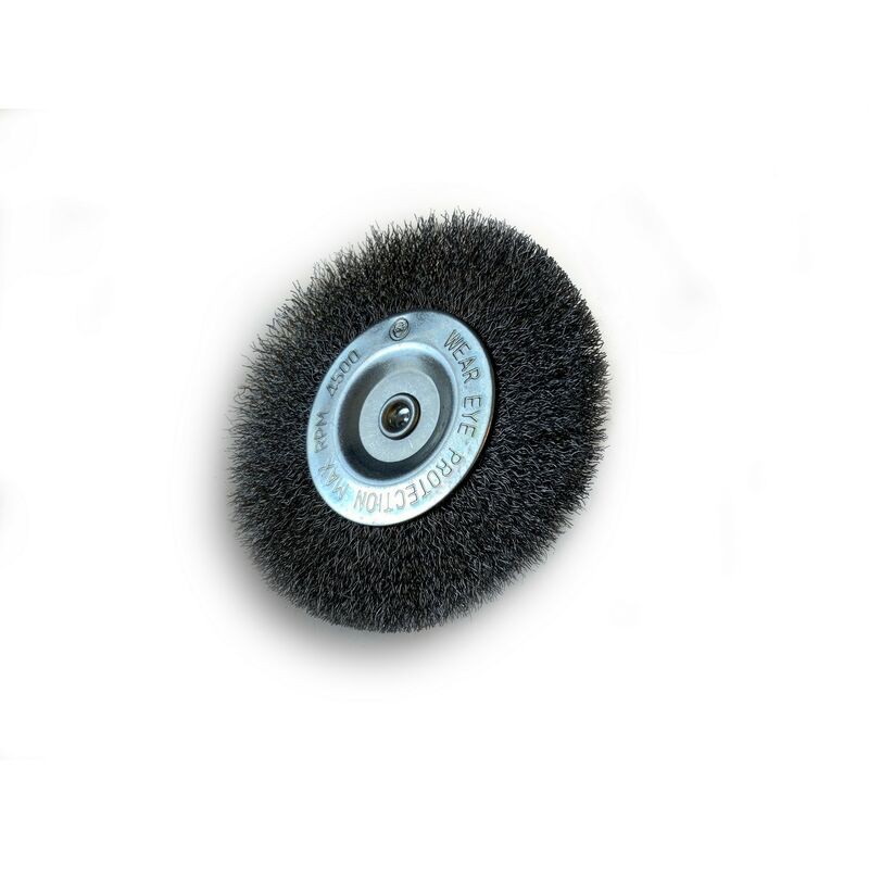 Runde Metallbürste Auf Einem Schaft Mit 100 Mm Durchmesser. Flexibler Stahldraht – Menge X 1 – 100 Mm Durchmesser – 8 Mm Dick – Flexibler Stahl