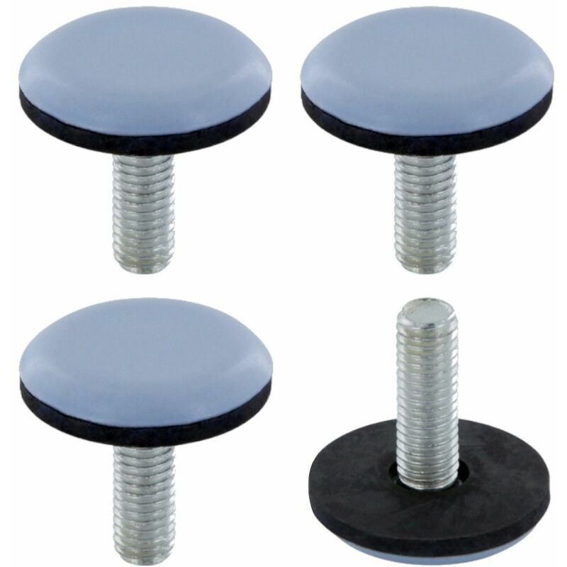 4x Verstellbarer Teflonfuß, Ptfe, Verstellbares M8-gewinde, Nivellierplatte, Schraube, Druckknopf, Stopp